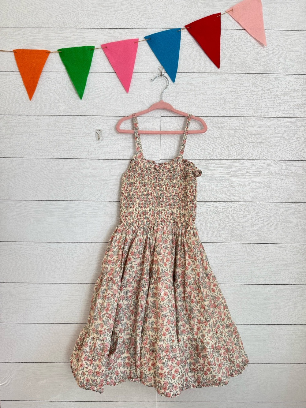 Janie and Jack Girls Pink Floral Smocked Sundress